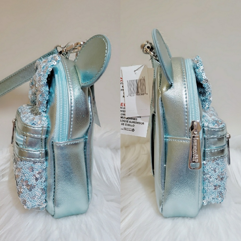 DISNEY LOUNGEFLY ARENDELLE AQUA BACKPACK WRISLET - Picture 4 of 8